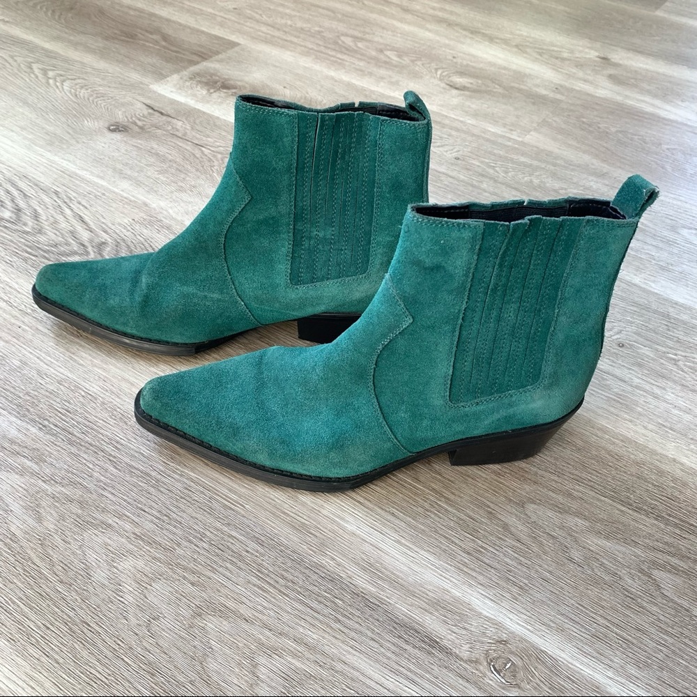 Calvin Klein Barbara Bootie In Green Suede